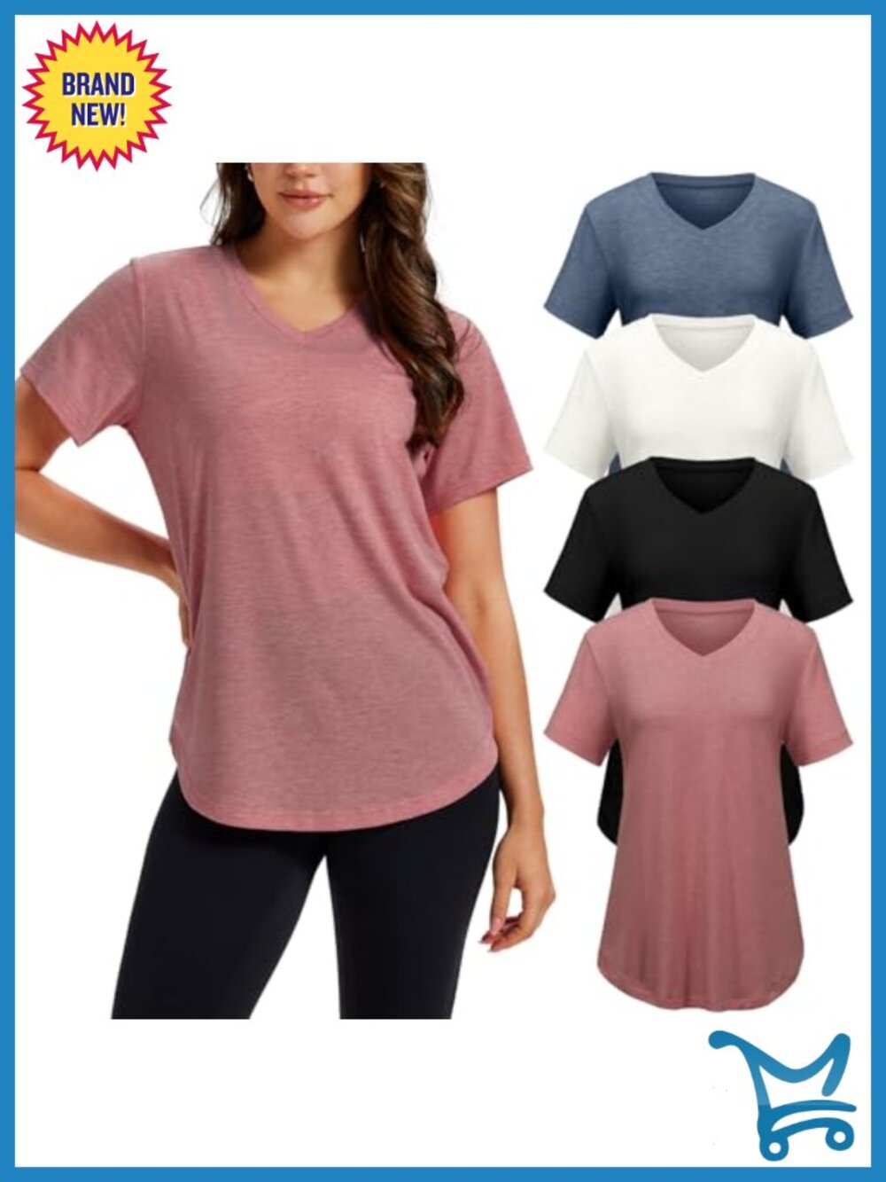 4 Pack V Neck T Shirts Women Short Sleeve Plus Size Summer Tops